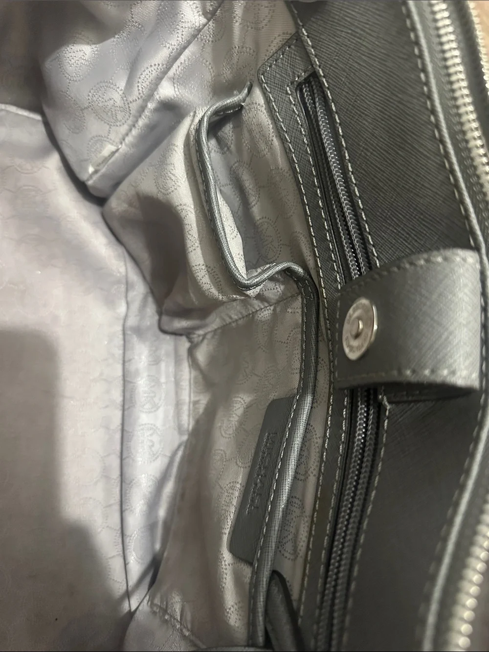 Michael Kors Taupe Saffiano Leather Satchel with Detachable Strap